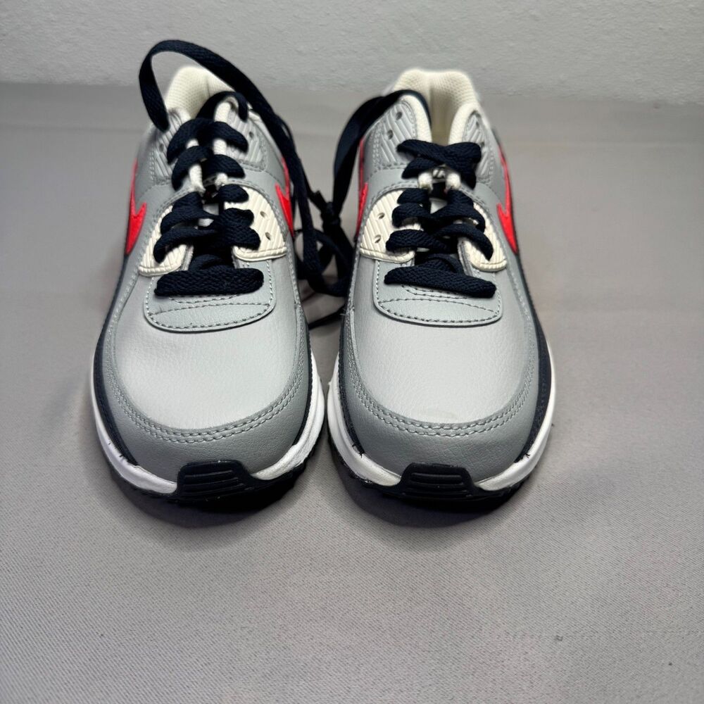 Nike Air Max 90 GS Gray Navy Red Running Shoes Youth Size 4Y CD6864-021